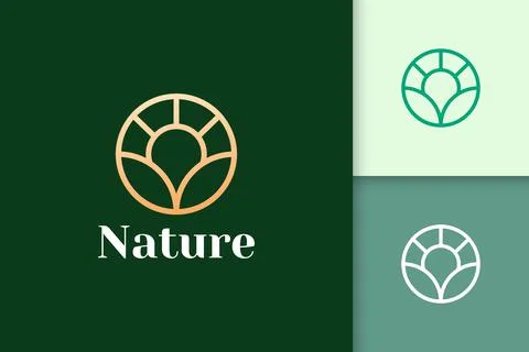 Circle flower logo in simple and luxury style for health and beauty Illustrazione stock