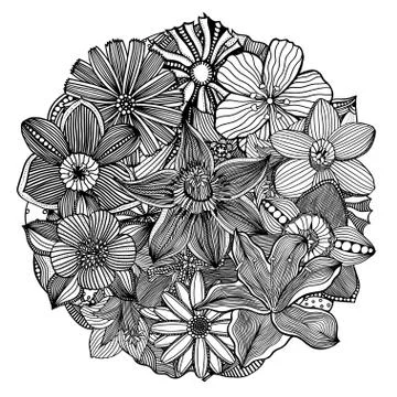 Circle flower ornament Illustrazione stock