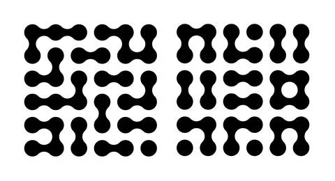 Circle fluid transition logo. Integration abstract symbol. Circles pattern point Illustrazione stock