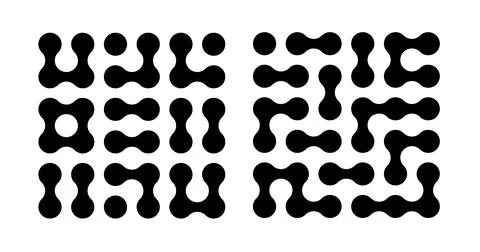 Circle fluid transition logo. Integration abstract symbol. Circles pattern point Stock Illustration