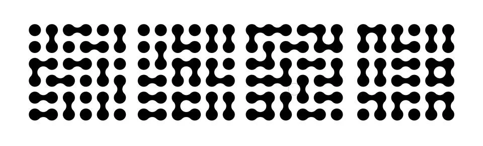 Circle fluid transition logo. Integration abstract symbol. Circles pattern point Stock Illustration