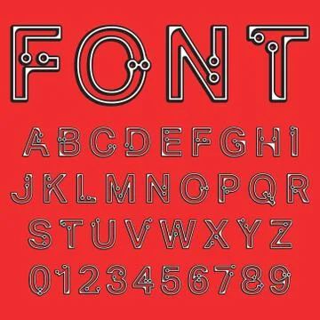 Circle font alphabet Stock Illustration