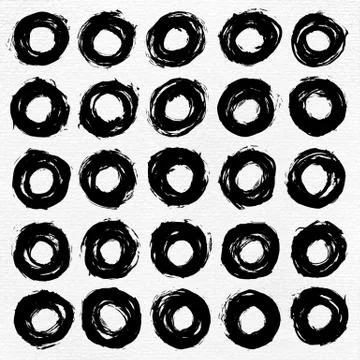 Circle form black brush stroke Illustrazione stock