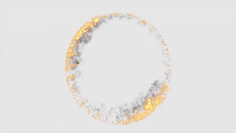 Circle formation burning on fire on transparent background Stock Footage 313986152