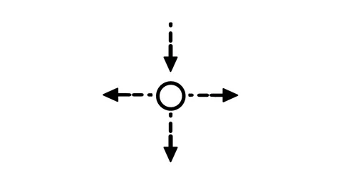 Circle With Four Directional Arrows Physics Force And Energy Diagram Stock Footage 346804030