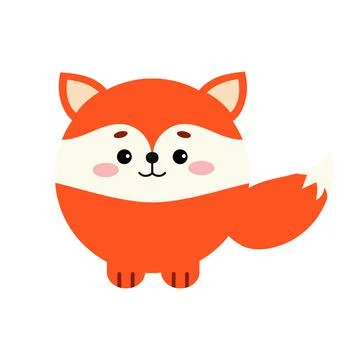 Circle fox forest animal face with paws and tail icon isolated on white Stock Illustration
