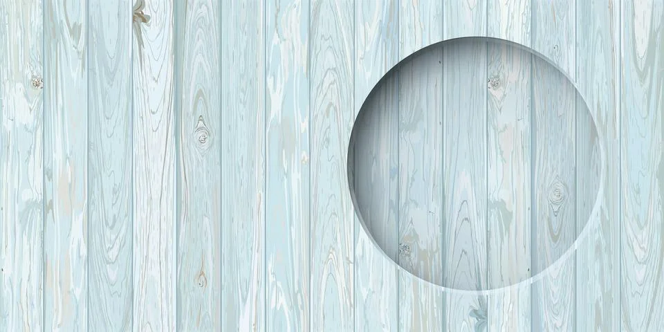 Circle frame 3D paper cut style with cut timber panels turquoise blue backg.. Stock Illustration