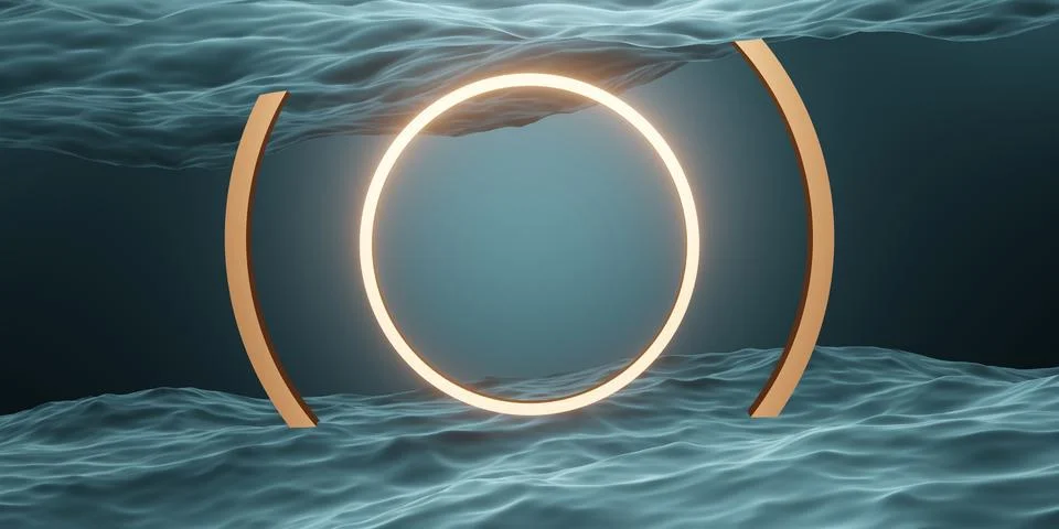 Circle frame and water surface geometric studio scene ring for product pres.. Stock Illustration
