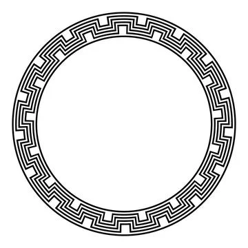 Circle frame with angular meander pattern, border in stepped Inca style Stock Illustration