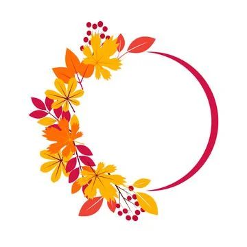 Circle frame with autumn leaves Stock Illustration