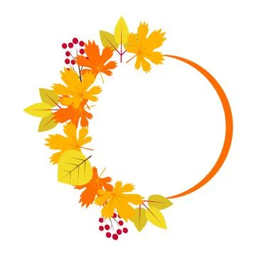 Circle frame with autumn leaves Stock Illustration