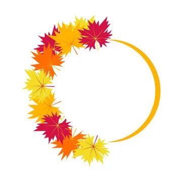 Circle frame with autumn leaves maple Stock Illustration