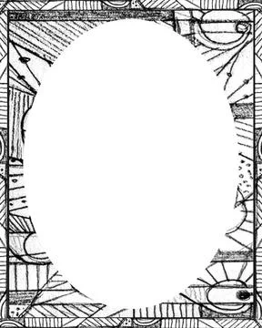 Circle Frame Background with Decorated Scribble Borders White circle frame... Stock Photos