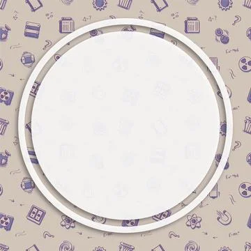 Circle frame, background on seamless pattern with doodle linear icons. Magnet Stock Illustration