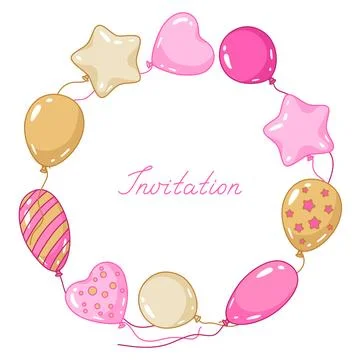 Circle frame with balloons. Decoration for celebration. Stock Illustration