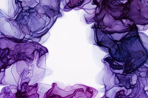 Circle frame, border, blue art hand paint isolated on white background. Rich イラスト素材