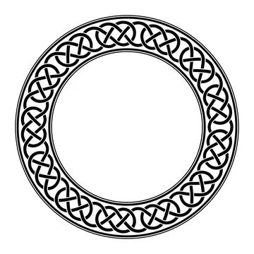 Circle frame with Celtic knotwork, decorative loop border Stock Illustration