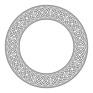 Circle frame with Celtic loop border knotwork, a sling knot pattern Illustrazione stock