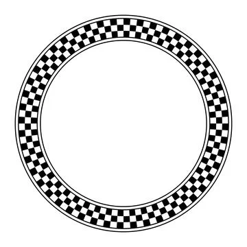 Circle frame with checkered pattern, round border with checkerboard pattern Stock Illustration