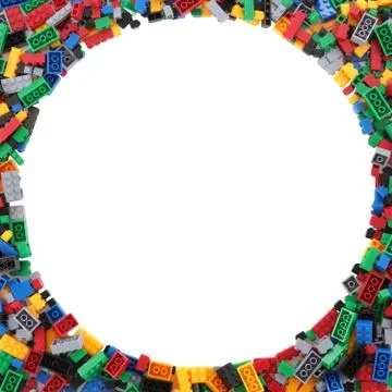 Circle frame of child's building blocks with clipping path Fotos de archivo