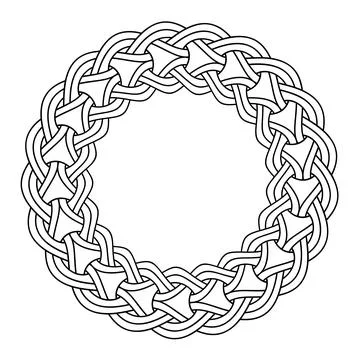 Circle frame composed of interlaced chains in Celtic knot style Stock Illustration