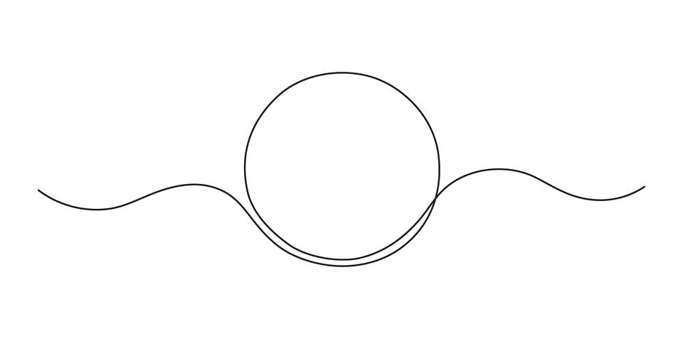 Circle frame continuous one line drawing. Border freehand single line hand drawn Stock Illustration