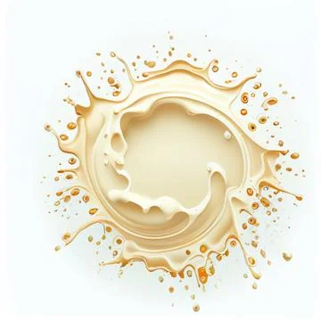 A circle frame with cream splashes on white background. Stock Illustration
