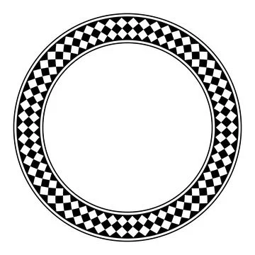 Circle frame with diamond pattern, a decorative checkered border Stock Illustration