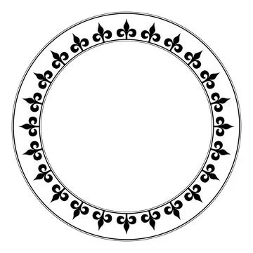 Circle frame with fleur-de-lis pattern, a decorative border Stock Illustration