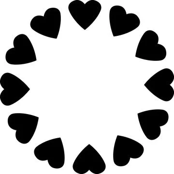 Circle frame formed by hearts, Hearts drawn in circle romantic designs, wedding Stock Illustration