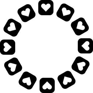 Circle frame formed by hearts, Hearts drawn in circle romantic designs, wedding Illustrazione stock