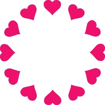Circle frame formed by hearts, Hearts drawn in circle romantic designs, wedding Stock Illustration