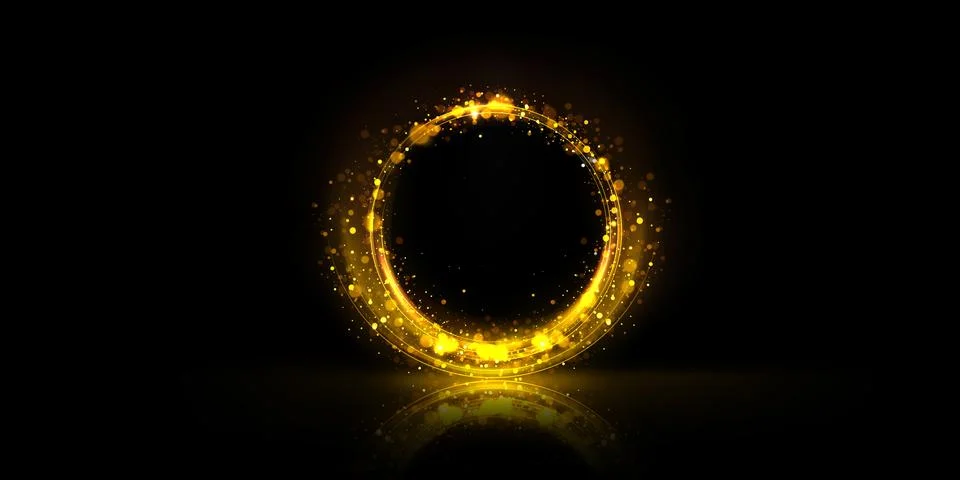 Circle frame with golden bokeh effect Stock Illustration