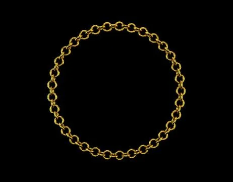 Circle frame of golden chain. Isolated on black background. Иллюстрация