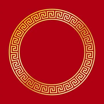 Circle frame with golden meander and Greek key pattern Stock Illustration