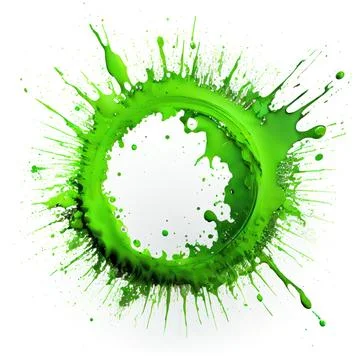 A circle frame with green paint splashes on white background. Stock Illustration