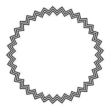 Circle frame with horizontal zigzag lines, multi pointed star figure イラスト素材