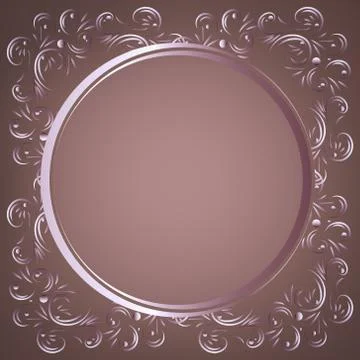 Circle frame lace border square background with an openwork volumetric patter Stock Illustration