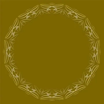 Circle frame with lace patterns, luxurious art deco design. Golden filigree 3d Stock Illustration