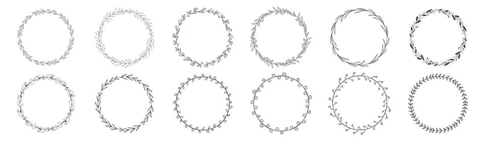 Circle frame leaf wreath Stock Illustration