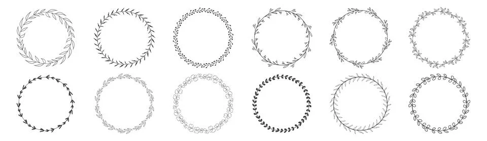 Circle frame leaf wreath Stock Illustration