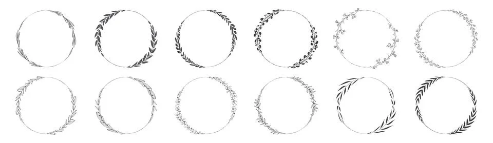 Circle frame leaf wreath Stock Illustration