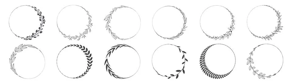 Circle frame leaf wreath Stock Illustration
