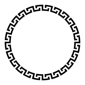Circle frame made of double spirals creating a seamless meander pattern Stock Illustration