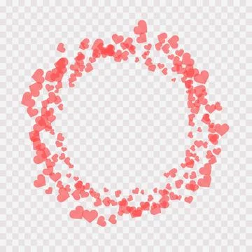 Circle frame made of pink hearts. Vector illustration. Stock Illustration