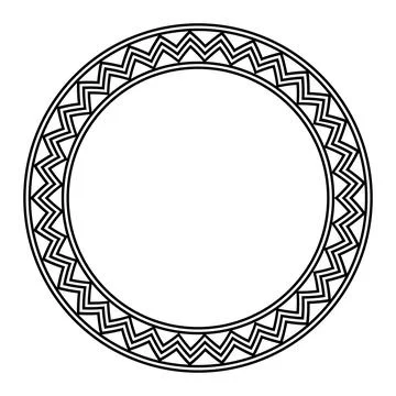 Circle frame, with a meander, made of a zigzag line pattern Stock Illustration