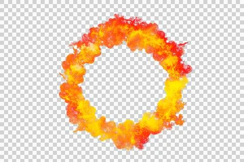Circle frame orange flame isolated on transparent background PNG file Stock Photos