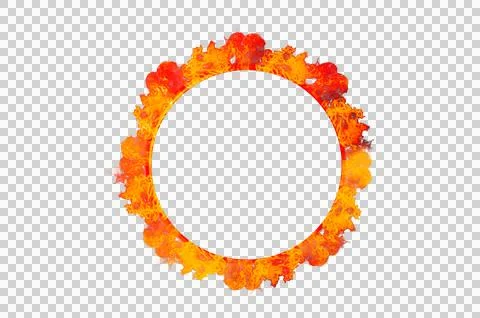 Circle frame orange flame isolated on transparent background PNG file Stock Photos