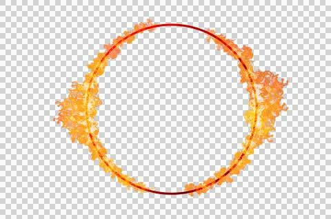 Circle frame orange flame isolated on transparent background PNG file Stock Photos