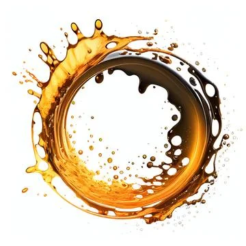 A circle frame with orange oil splashes on white background. 스톡 일러스트